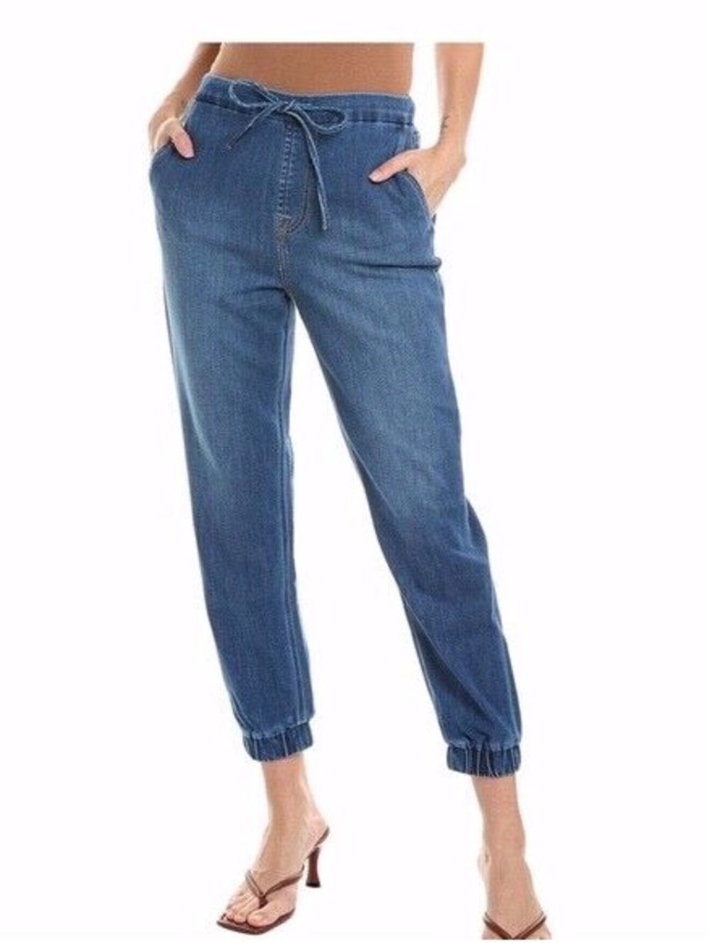 7 FOR ALL MANKIND Drawstring Denim Jogger Jeans Tapered Ankle Blue 26